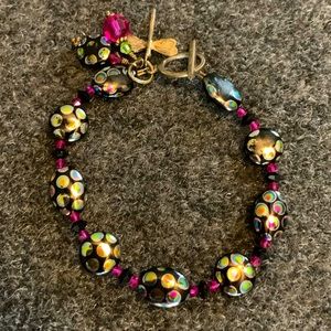 Glass bead bracelet with dragonfly charm.  **BOGO same or less$